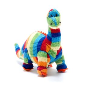 Diplodocus Dinosaur Baby Rattle Stripes